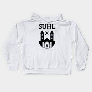 Suhl Coat of Arms with Simson Star / Sparrowhawk / Hawk (black) Kids Hoodie